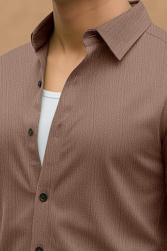 Image of Popcorn Textured Shirts for Men Coffee XL