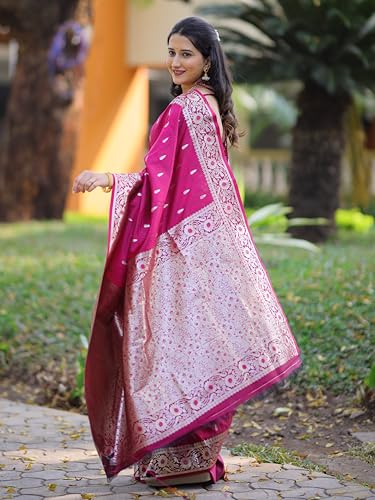 Image of SGF11 Women's Kanjivaram Pure Soft Silk Saree For Women Pure Golden Zari With Blouse Piece