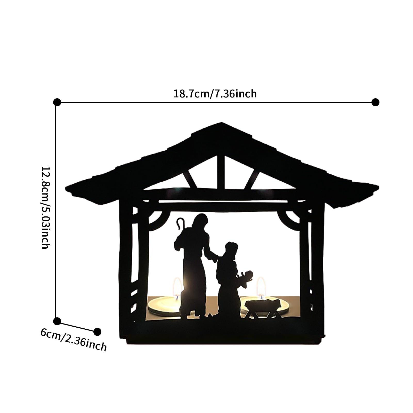 Holiday Nativity Candleholders, Metal Nativity Scene Nativity Set Advent Candle Holder, Rustic Christmas Decoration Jesus Nativity Scene Christmas Candlesticks for Xmas Party (Style C)