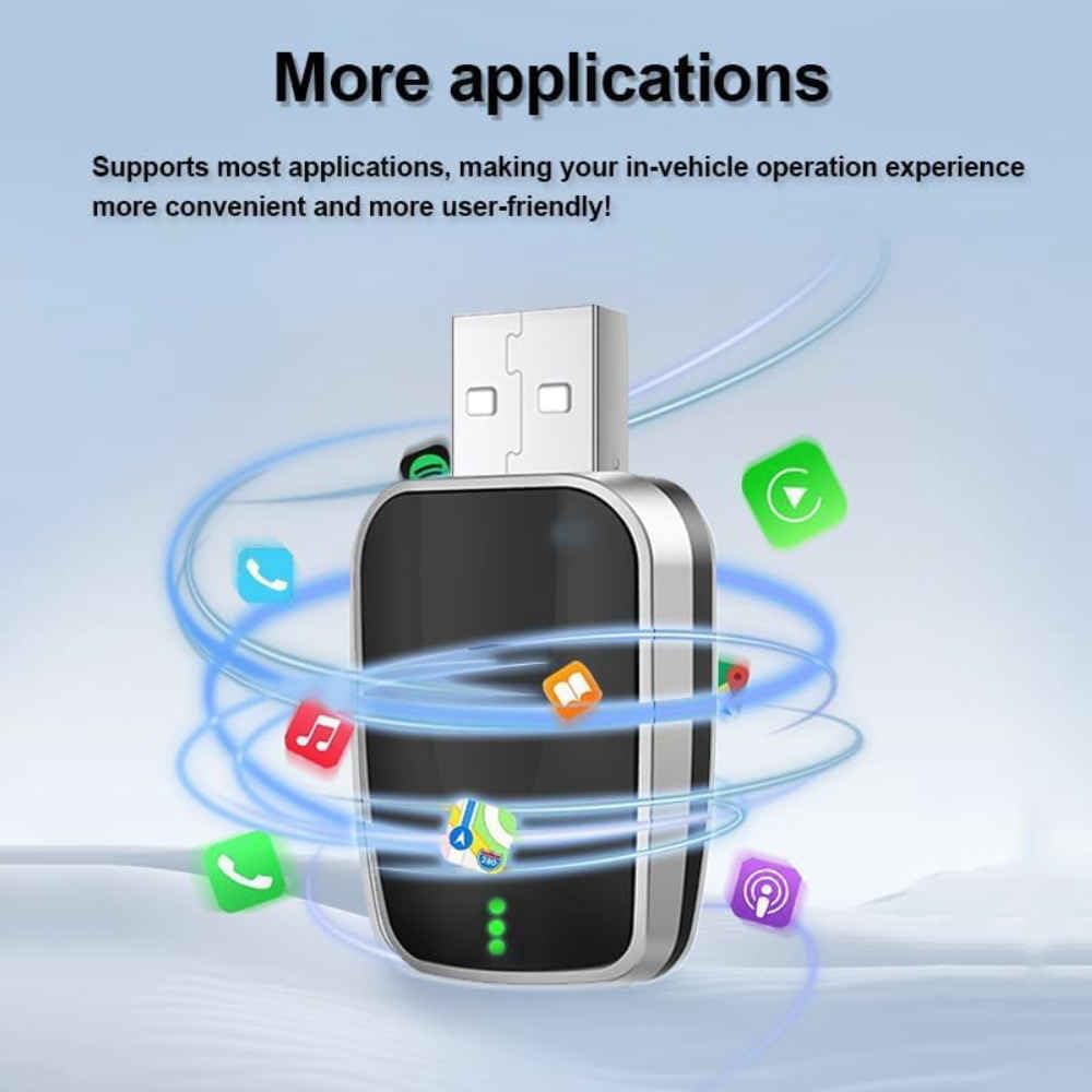 Adaptador CarPlay Inalámbrico para Turbo GTS Sport Turismo, Dongle CarPlay para Coche Conectar y Usar Conexión Automática Plug Play,A/Silver