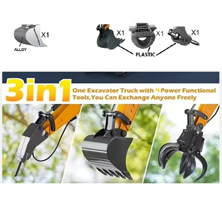 Image of HALO NATION RC JCB Toy Excavator with Trolley for Kids - 1:22 6-Channel Remote Control Construction Vehicle with Light & 360 Rotation Shovel, Digger Truck