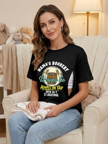 Eatbook Breastfeeding Shirts for Women Zip Nursing Cute Maternity Mama Top — view 2