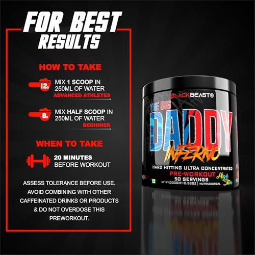 Image of Black Beast The Big Daddy Inferno Pre workout (50 Servings, Cotton Candy) | 2500mg Aminature Fermented Citrulline Malate, 100mg Alpha GPC, Sharp Focus, Strength, Energy and Pump