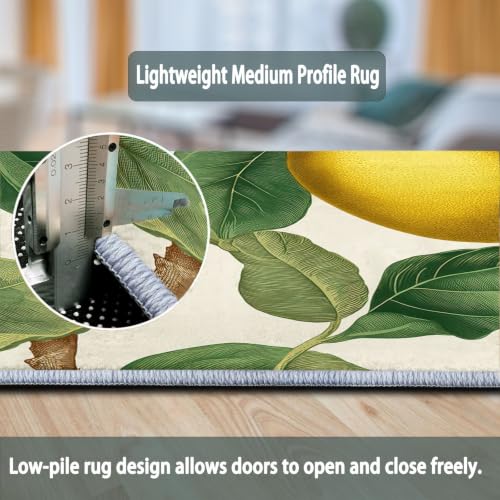 Tapis rond 180 cm lavable en machine antidérapant jaune vert - 7