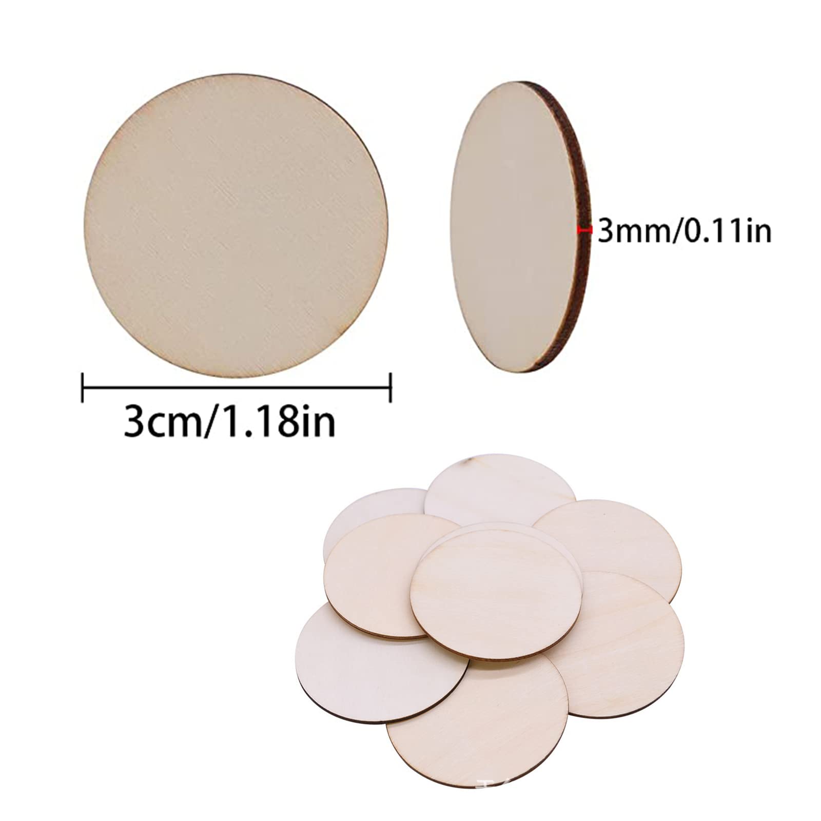 100 Pcs Unfinished Round Wood Log, Wooden Slices Discs Pieces 30mm Circle Shapes for Wedding Décor, DIY Art Craft, Ornaments - Image 2