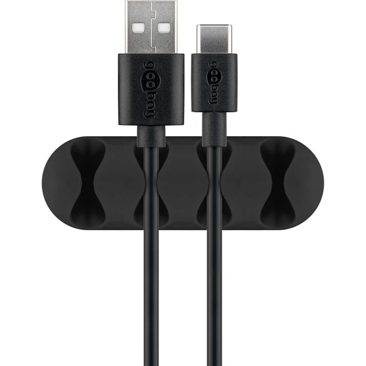 Goobay Kabelmanagement Set - 2 Selbstklebende Halter Für Je 4 Kabel, Mini-Design Für Schreibtisch & Auto