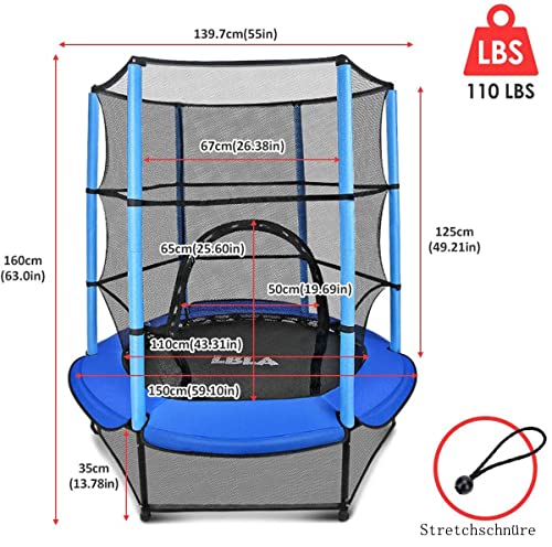 Kinder Trampolin Ø 140 cm ,Gartentrampolin Kindertrampolin Indoor-Trampolin mit Sicherheitsnetz, Indoortrampolin… – Bild 5
