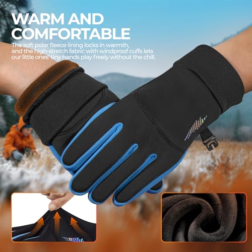 Image of rivmount Kids Warm Winter Gloves Touchscreen Water-Resistant Cycling Running Skiing in Outdoor Cold Weather for Boy Girl