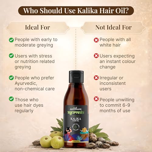 Image of Satthwa Kalika Hair Oil 150ml | Ayurvedic Oil for Grey Hair | With Amla, Hibiscus & Bhringraj | Helps Reduce Greying, Strengthen Roots & Add Shine