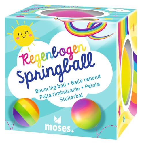 Moses. Regenbogen-Springball – bunter Hüpfball aus Naturkautschuk, extra hoher Sprung, 6 cm Ø, fröhlicher Spielspaß für Kinder, Überraschungsprodukt