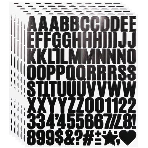 1 Inch Small Vinyl Letters Number Stickers 588 Pieces Self Adhesive Alphabet Number Sticker for Sign Notebook Decor Scrapbook - Black