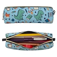 lelewangluo Pencil Case for Boys, Large Capacity Pencil Box with Zipper, Pen Pouch Organizer Soft Leather Portable Pencil Bag Cute Back to School Stationery Case for Boys (Dinosaur)