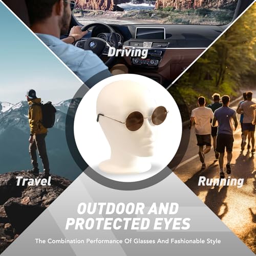 Vintage Round Sunglasses for Outdoor Beach Driving and Daily Use Classic Trendy Sunglasses Polarized Fashion Eyewear(Gold-Gray,Stainless Steel)2