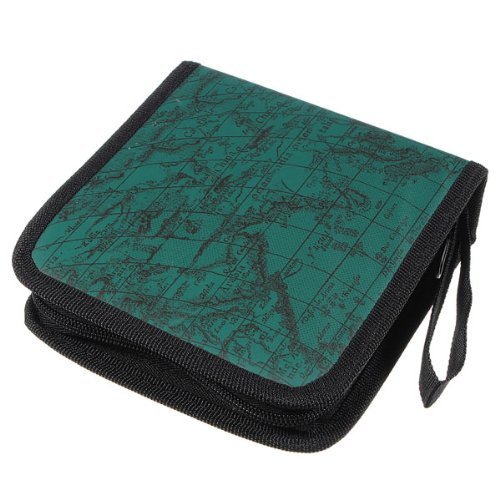 MECO(TM) 40 Dics CD/VCD/DVD Case Storage Organizer Wallet Holder Album Box (World Map Green)