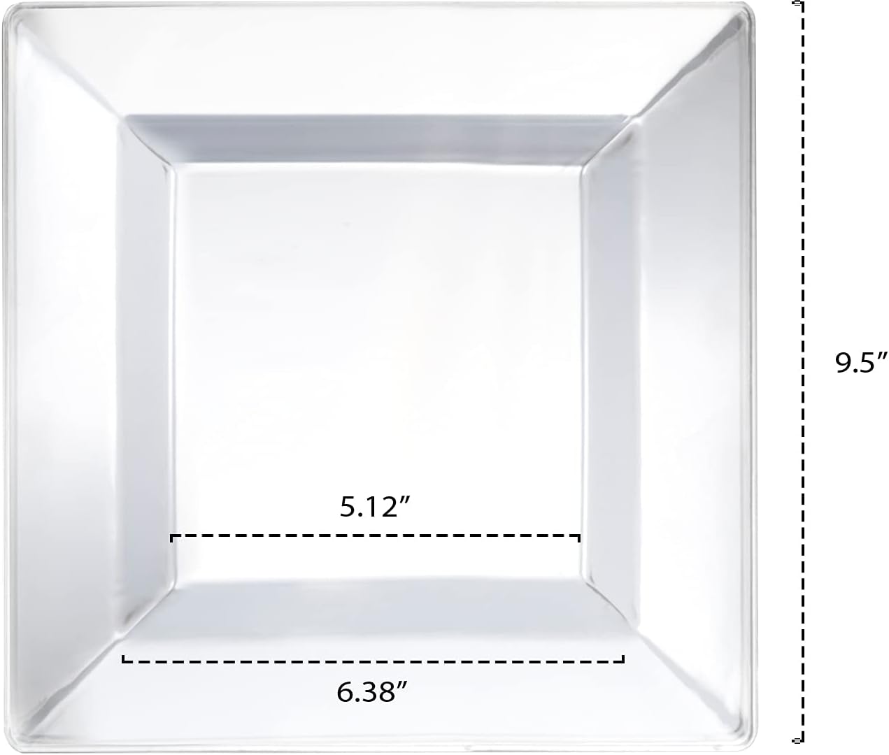 Party Essentials 40-Count Hard Plastic 9.5" Classic Square Lunch/Dinner Plates, Clear
