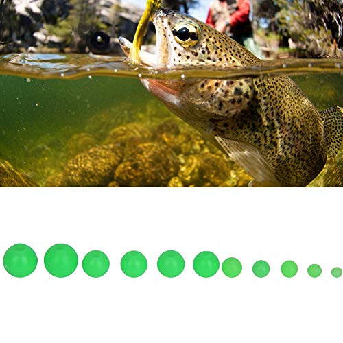 300 Perline Da Pesca Luminose Create Idea, In PE, Si Illuminano Al Buio, Verdi, Per Esca E Lenze