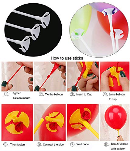 Horolas SX-JDDW-US 100 Pieces Balloon Sticks Holders With Cups 16 Inch For Party thumb #6