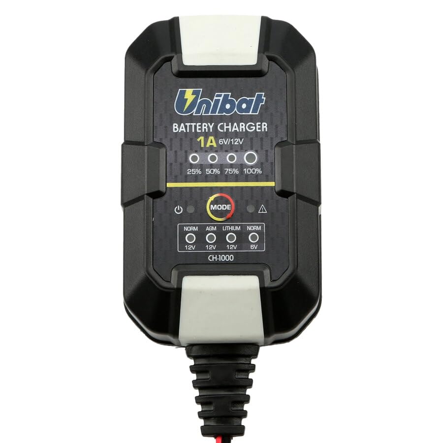 Unibat Carica Batterie Moto PB/LT con Reset BMS 6V/12V 1A