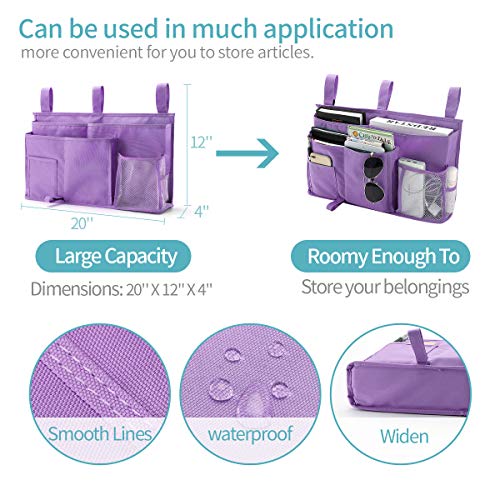 Bseash Bunk Bed Organizer, Bedside Caddy Hanging Bed Organizer Storage Bag 8 Pockets, for College Dorm Rooms Bed, Hospital Bed, Baby Bed Rails, 600D Oxford Cloth (Purple) by Bseash - Used condition - Image 6