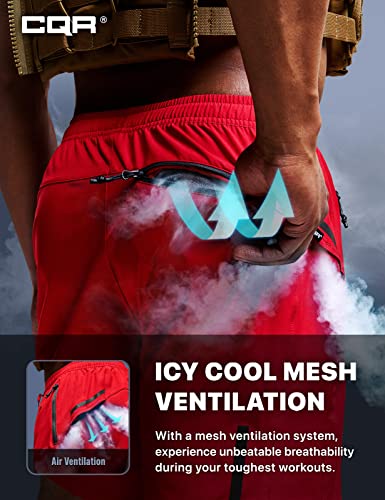 Cqr Men's 7 Inches Sports Training Shorts, Lightweight Quick Dry Athletic Shorts, Running Workout Hiking Shorts With Pockets, Tahoe Shorts Red, Large #TOP3
