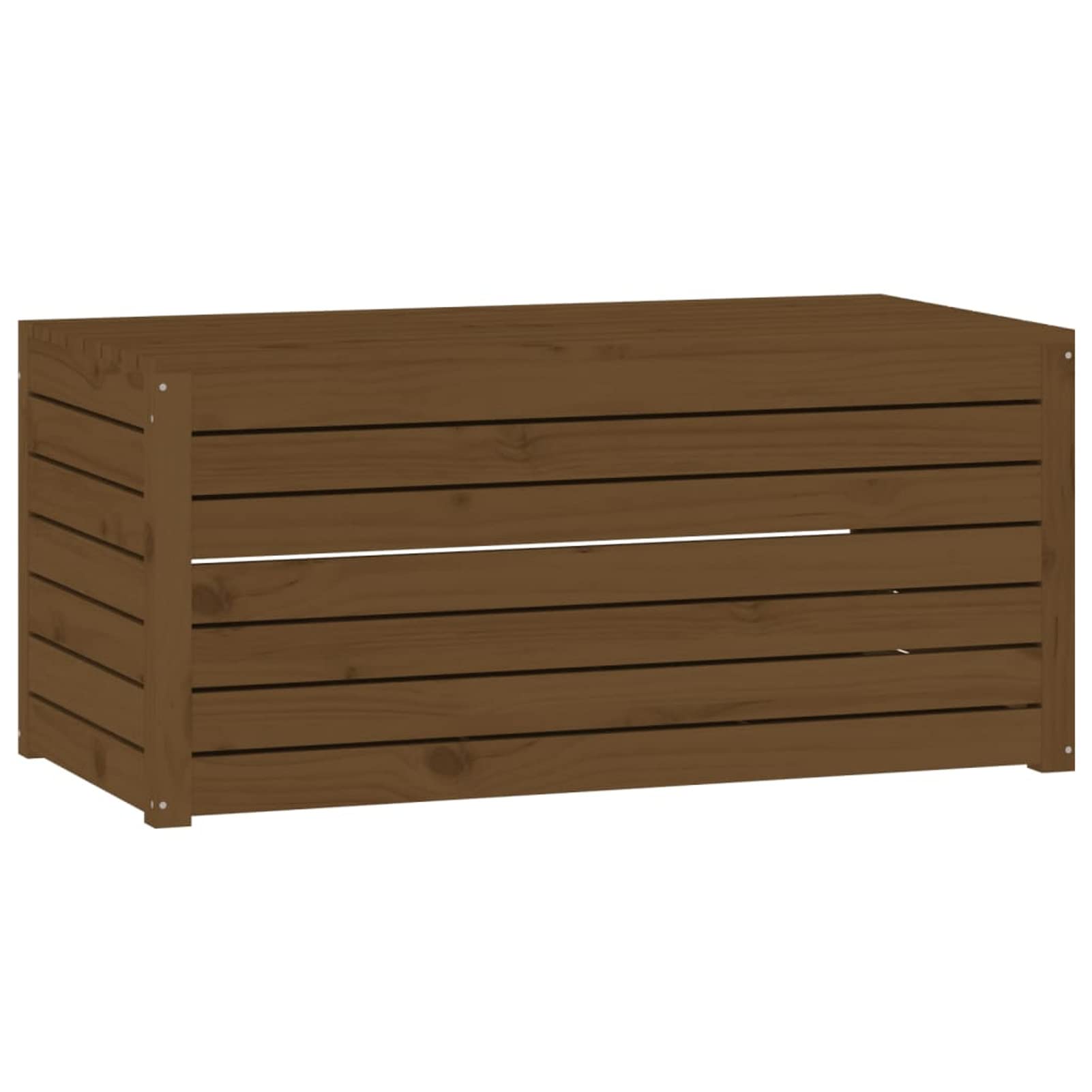 Baúl de jardín Madera Maciza Pino marrón Miel 101x50,5x46,5 cm, Arcon Exterior, Arcones para Patio, Baul Almacenamiento Exterior, Baúl para Terraza