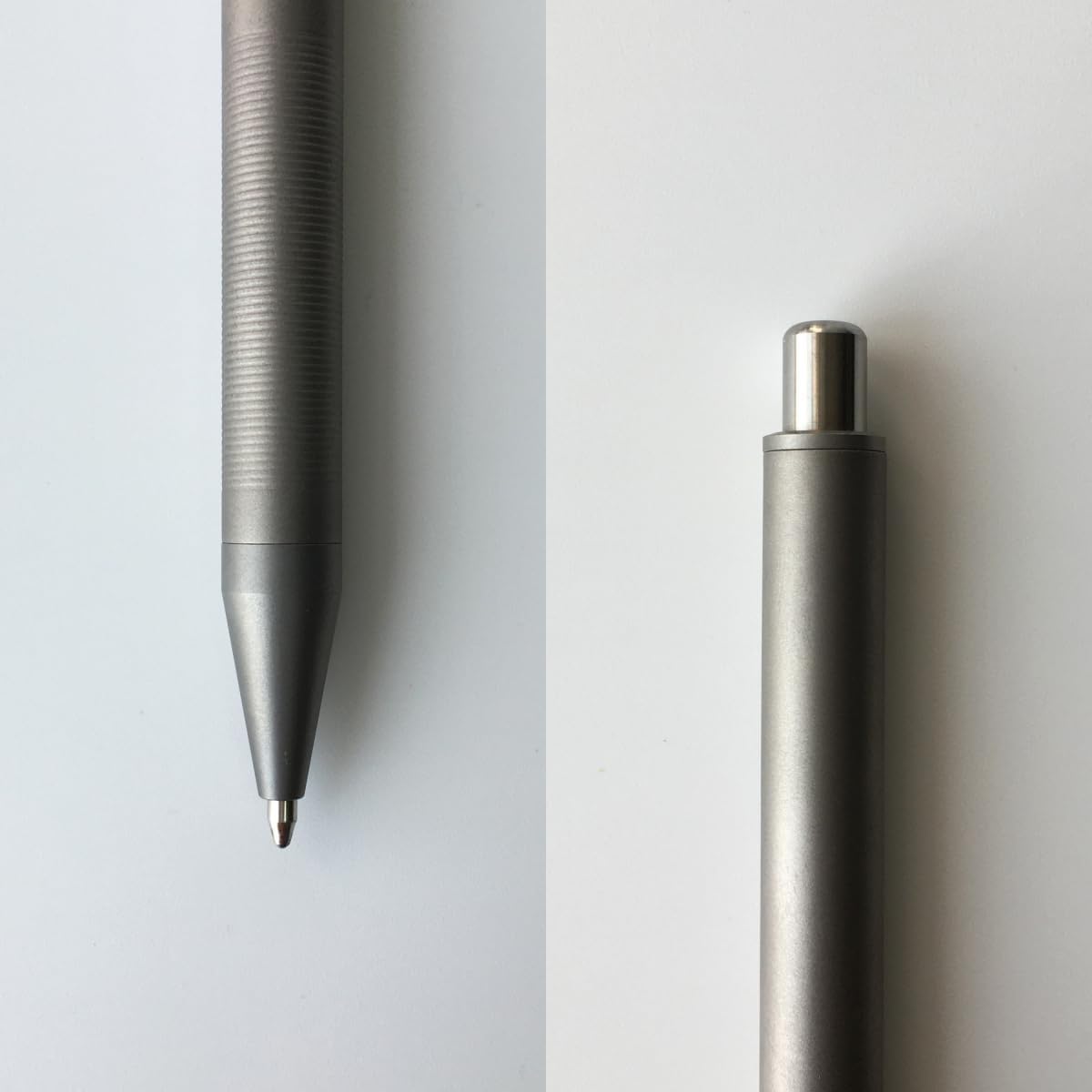 Grey Titanium Alloy Ballpoint Pen Retractable Lightweight EDC Pen No Pocket Clip Compatible with Parker Style Refill with 3 Extra Refills in Gift Box (LA036)