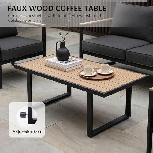 Image of Modern Patio Furniture Set, 4 Pieces Outdoor Conversation Set | Metal Patio Furniture with 4 inch Washable Foam Cushions, Ships in 1 Box, Gray