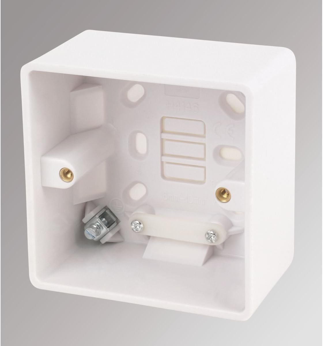 LAP 1-Gang Surface Pattress Box w/ Cable Clamp & Earth Terminal White 50mm