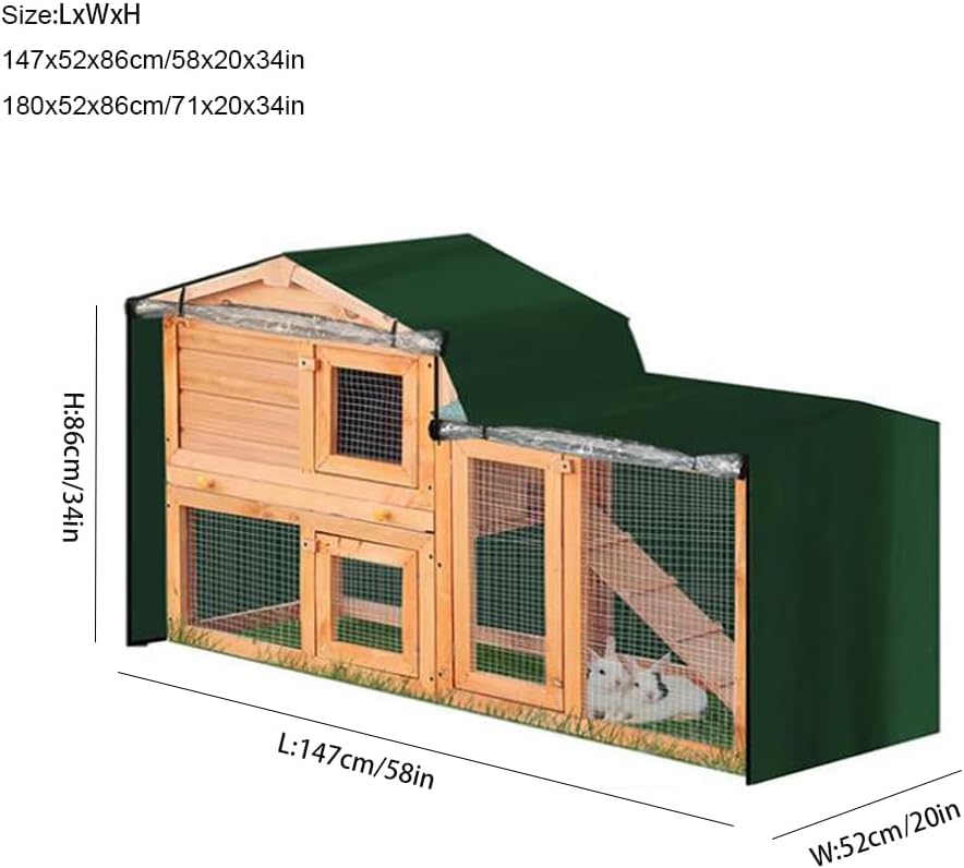 J&C Heavy Duty 420D Double Decker Rabbit Hutch Cover Windproof Waterproof Black Covers for Winter Rectangular Outdoor Bunny Cage Cover for Guinea Pig Cage