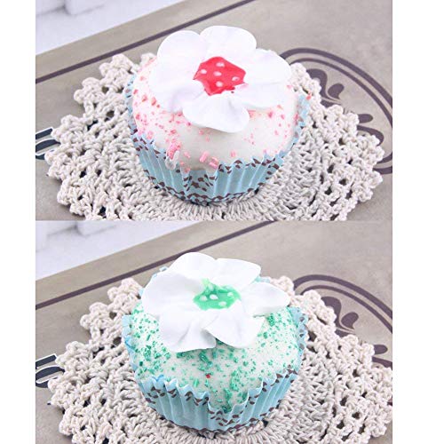 HT 6PCS Flower Shape Cake Simulation Food Artificial Fake Food Model Play Food Kids Toy Home Kitchen Party Decoration Store Market Display Photography Props, Color Random (Flower Shape Cake)