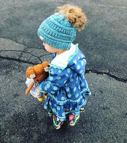 Image of Funky Junque BeanieTail Children's Ponytail Messy Bun Beanie Solid Ribbed Hat