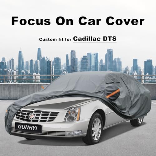 Image of GUNHYI Premium Car Cover Custom Fit Cadillac DTS, 16 Layers Heavy Duty Car Cover Waterproof All Weather with Zipper Door for Sun Rain Snow Dust Uv Protection