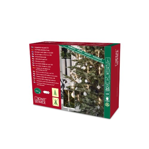 1167-000 Catena per albero LED slim line 10 grandi candele con supporto ed interruttore 20 diodi bianco caldo 4.5V trasformatore da verde