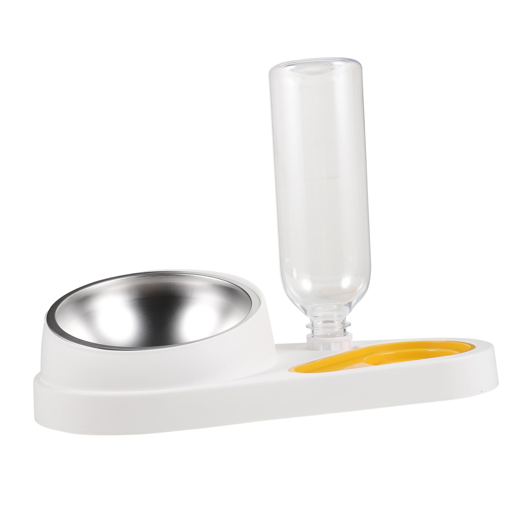 Automatic Pet Feeder and Water Dispenser Bowl, Anti-Spill Detachable Dog and Cat Food Water Bowl, White Household Puppy Feeding Supplies for Small to Medium Pets