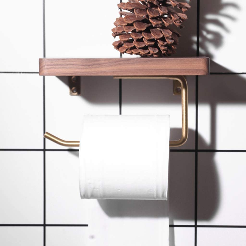 Carta Igienica Portarotolo di Carta Igienica in Ottone Massiccio in Legno Massello da Bagno Durevole per Portasciugamani Parete Porta Bagno(B,20cm)