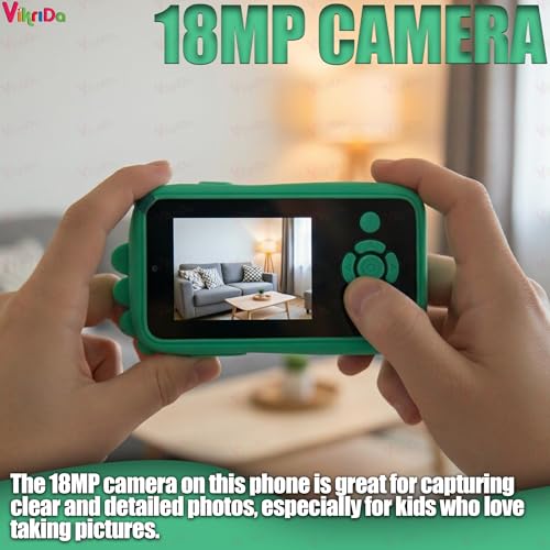 Image of Vikrida Plastic Kids Smartphone Toy with MP3 Music Player Bumper Back Case Dual Camera for Selfies in-Built Games 2.4 inch Screen 8MP Camera Toys for Boys & Girls (Multicolor)
