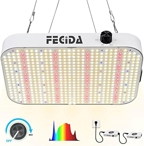 FECiDA Grow Light, 1000W Dimmable LED Grow Lights for Indoor Plants Full Spectrum, Best 60x60cm Plant Growing Lamp for Seedlings Vegetables Blooming with Daisy Chain Function, Quiet Built-in Fan