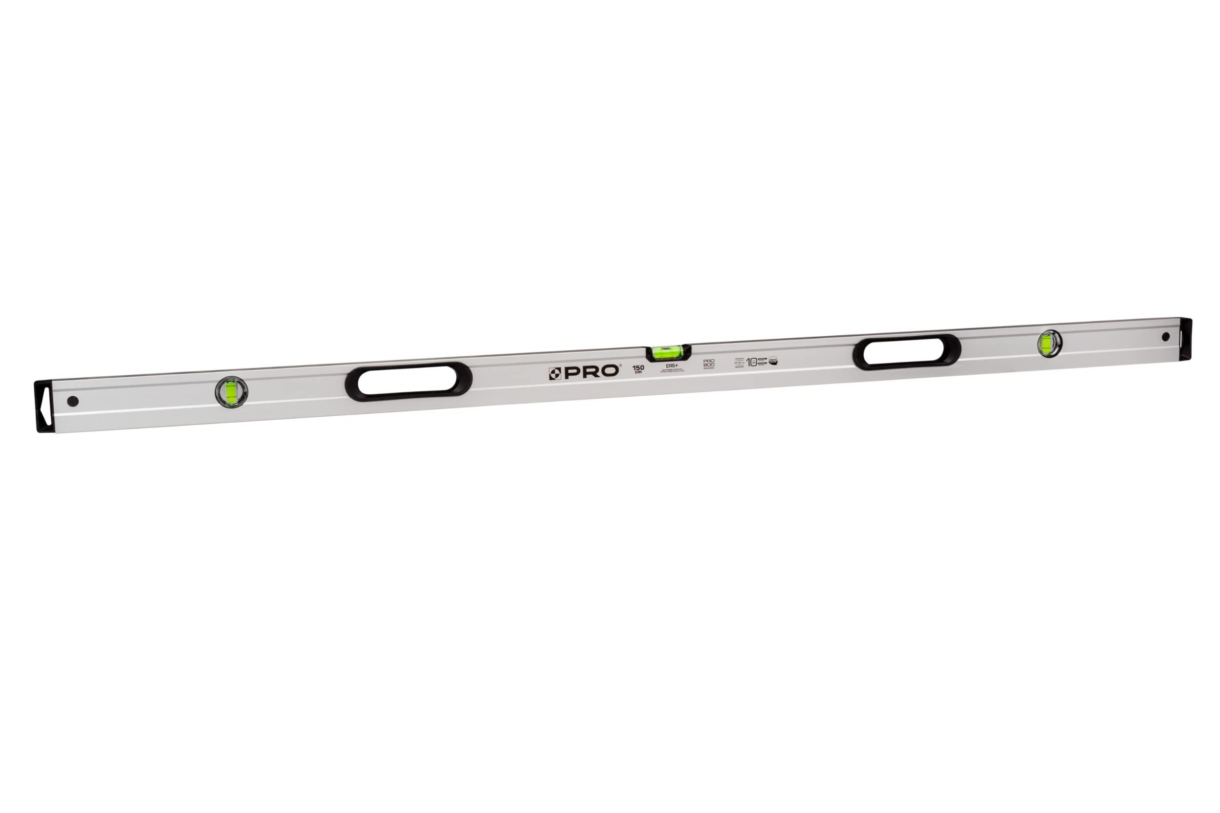 ProPRO800 Spirit Level 59-inch(150cm) Anodized Silver with ERS+ Easy Reading System - Accurate Leveler Spirit Tool with Ergonomic Profile Anti Shock Absorber