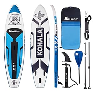 Runwave Aufblasbares Stand-Up-Paddle-Board, 28,9 x 83,2 x 15,2 cm, rutschfestes Deck mit Premium-SUP-Zubehör, breiter Stand, Bodenflossen für Surfkontrolle, Jugendliche, Erwachsene, Anfänger