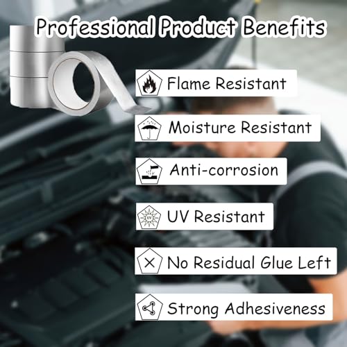 Image of No Backing Paper Aluminum Foil Tape, High Temperature Sealing and Patching 49 Yards, Duct Tape Heavy Duty, Adhesive Tape for HVAC, Air Ducts, Metal Repair, Foamboard, Insulation, Dryer Vent 3.94in