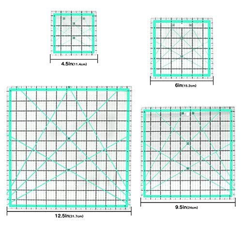 image for MANUFORE 4pcs Square Quilting Ruler (12.5”/ 9.5”/ 6”/ 4.5”) Se