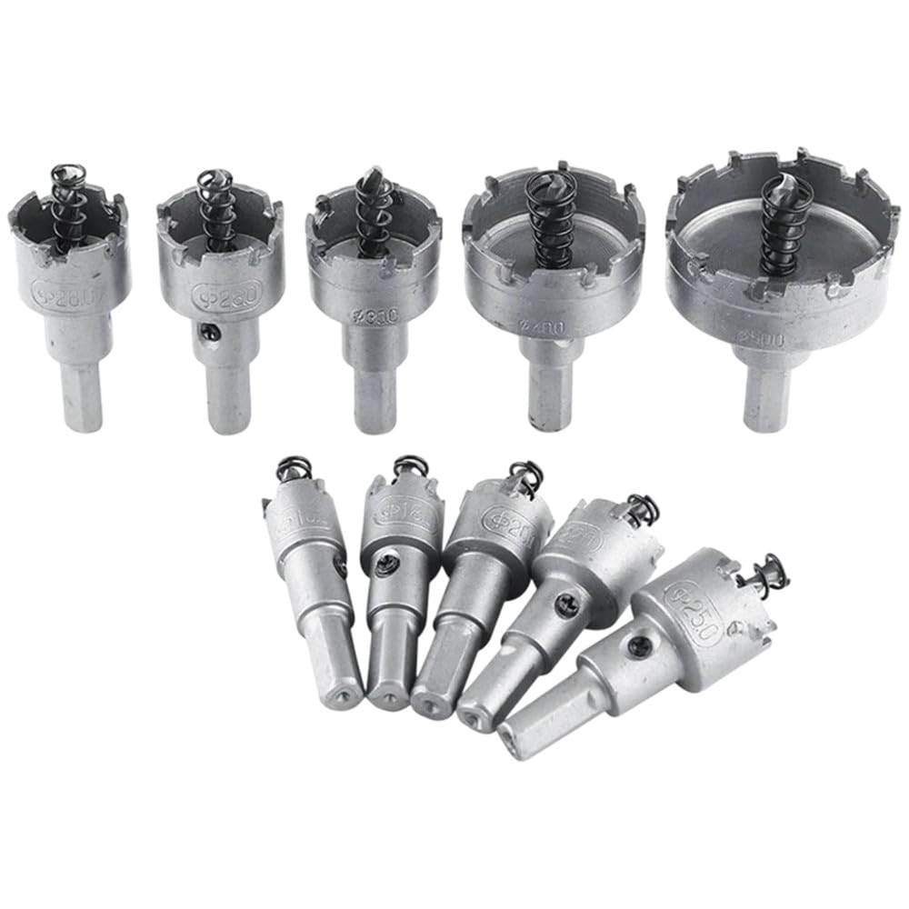 Juego de 10 brocas HSS con punta de carburo, juego de sierra perforadora, aleación de metal de acero inoxidable, 16/18/20/22/25/26/28/30/40/50 mm, metalurgia, 16,50 mm