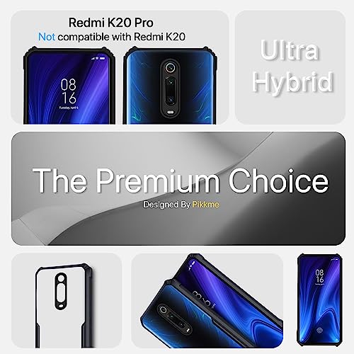 Image of Pikkme Redmi K20 / K20 Pro Back Cover | Crystal Clear Transparent Back | Ultra Hyrbid | Full Camera Protection | Raised Edge | Bumper Back Case (Thermoplastic Polyurethane, Black)
