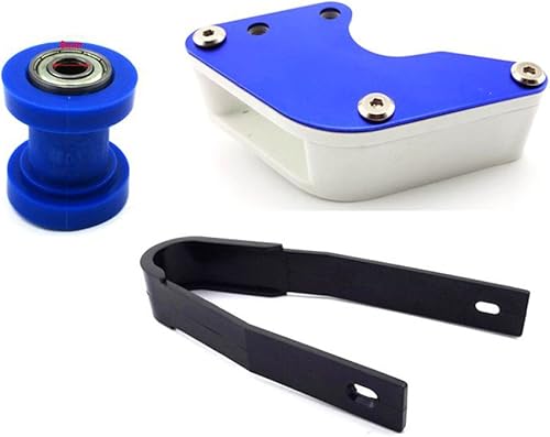 Miniatura 5 de TC-Motor Tensor de rodillo de cadena azul de 0.315 pulgadas + deslizador de cadena de plástico negro + guía de cadena de protector de basculante