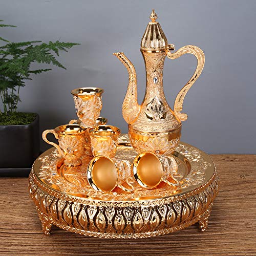 HXSCOO Ensemble de Verres à vin Or et Argent Maison créative Ensemble de vin européen cruche à vin en métal diviseur de vin cruche à vin Russe Haut de Gamme (Color : Gold)