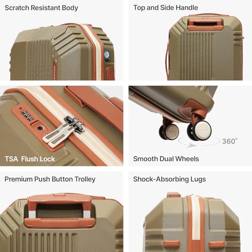 Image of uppercase Vector (Cabin) 55cm, Sustainable Trolley Bag, Hardsided Anti-Scratch 8 Wheel Double Spinner Luggage, TSA Lock & Anti-Theft Zippers, Suitcase for Unisex, 2000 Days Warranty (Brown)