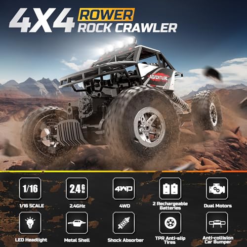 Deerc DE455 De45 Rc Cars Remote Control Car 1:14 Off Road Monster Truck,Metal Shell 4Wd Dual Motors Led Headlight Rock Crawler,2.4Ghz All Terrain Hobby Truck thumb #4