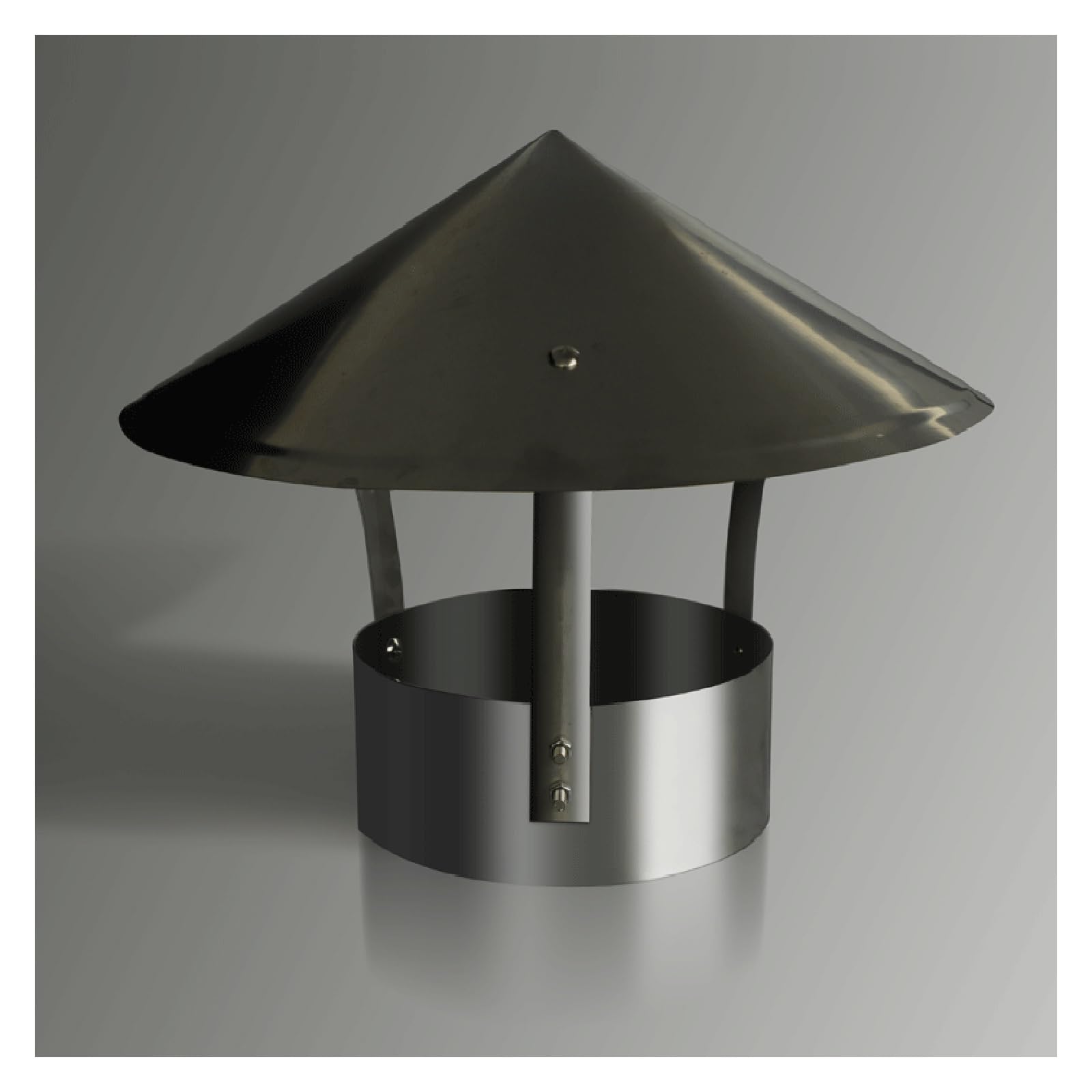 Comignolo zincato - Protezione Antipioggia conica, Cappuccio di sfiato in Metallo per Tubi di Scarico, Cappello Antipioggia/Neve Resistente alle intemperie, Dimensioni D10 cm x 25 cm (3,94 p