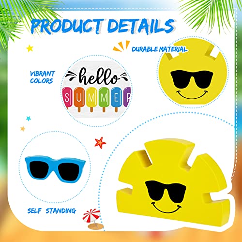 5 Pcs Summer Tiered Tray Decor Set Hello Summer Wooden Sign Sunglasses Sunshine Wood Decor Summer Table Signs Decorations For Summer Beach Holiday Party Home #TOP3