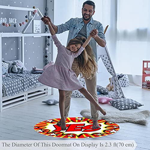 Tapis de salle de bain rouge pop art rond antidérapant de 1m